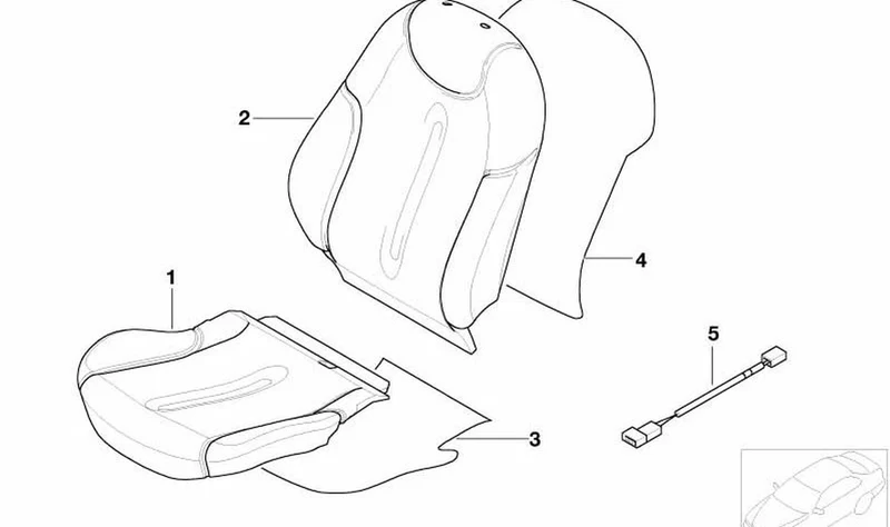 Funda respaldo deportivo tela izquierda OEM 52107130073 para MINI R52 Cabrio. Original MINI.