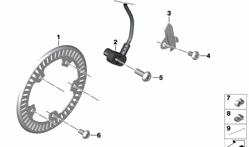 Chapa soporte sensor revoluciones trasero OEM 34528553714 para motos BMW S 1000 XR (K49, K69), M 1000 XR (KM9). Original BMW Motorrad.