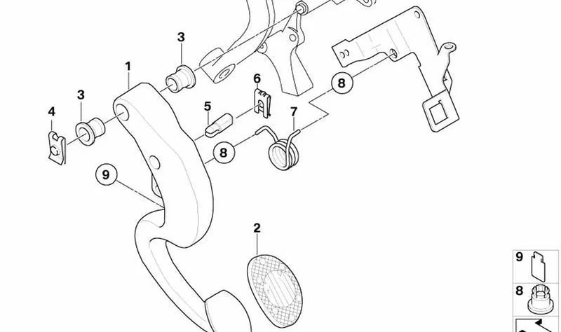 Pedal de embrague OEM 35306757337 para MINI R50, R52, R53. Original MINI.
