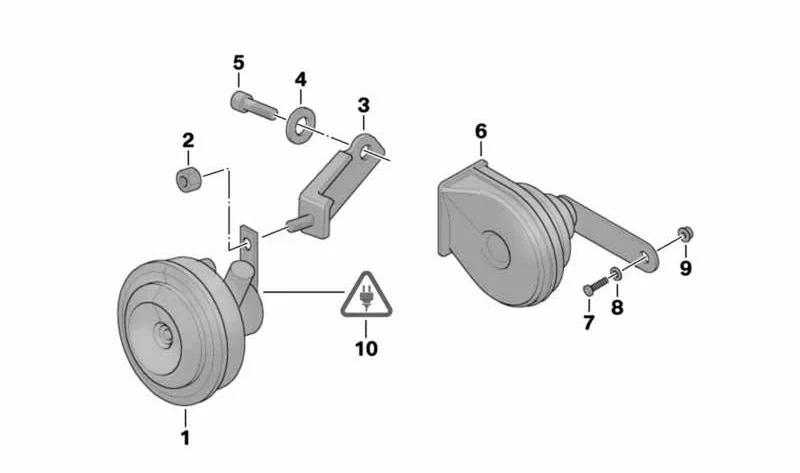 Bocina OEM 61337655882 para motos BMW R1200RT, R900RT, R1150RT, R850RT. Original BMW Motorrad.