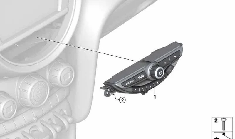 Elemento mando de audio moldura negra OEM 61319354506 para MINI F56, F55, Clubman F54, Cabrio F57, Countryman F60... y más. Original MINI.