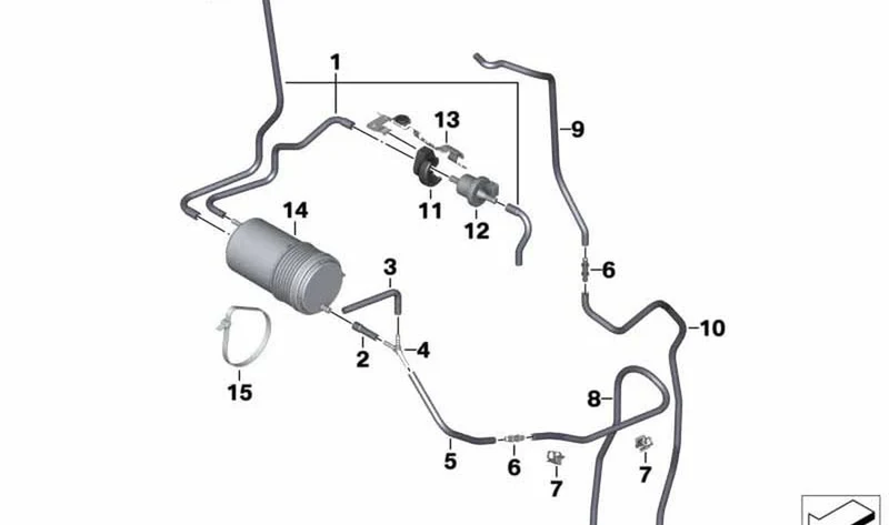 Tubería de ventilación del depósito OEM 16138548312 para motos BMW K1600 GT, K1600 GTL, K1600 Bagger... y más. Original BMW Motorrad.