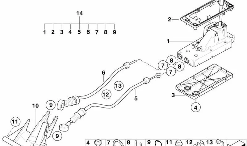 Cable de mando de árbol selector OEM 25117547369 para MINI R50, R52. Original MINI.