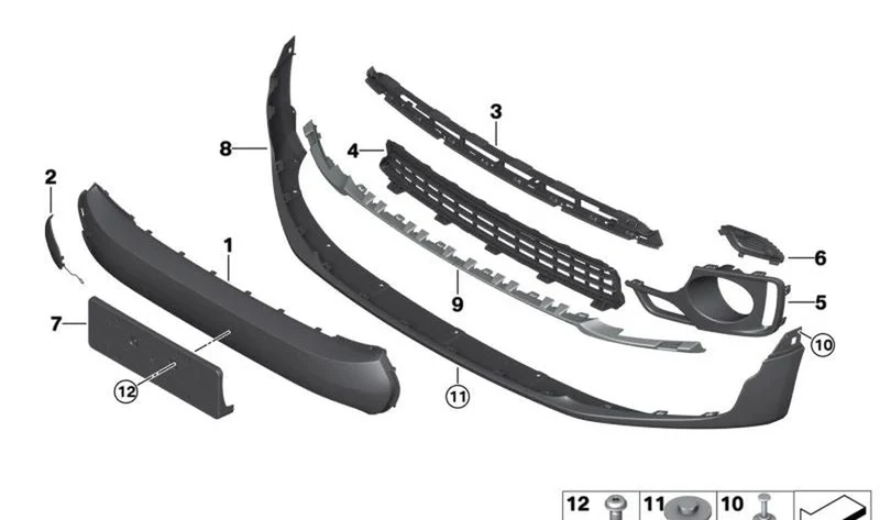 Rejilla central inferior OEM 51117954962 para MINI Clubman F54 LCI (05/2018 - 02/2024). Original MINI.