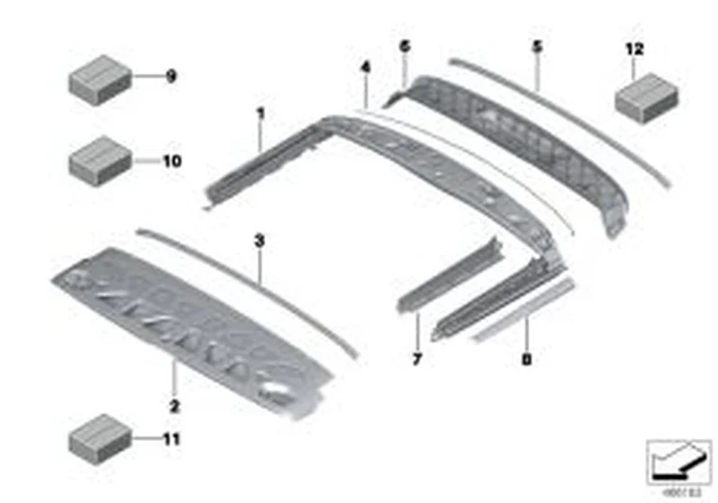 Juego de fijación para arco frontal OEM 54347463740 para MINI F57 Cabrio, F67 Cabrio... y más. Original MINI.