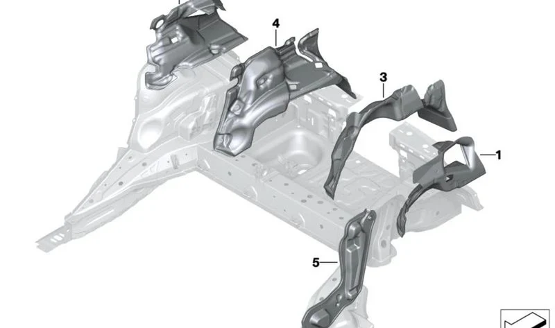 Insonorización pasarruedas maletero derecho OEM 51487381274 para MINI F55, F55 LCI. Original MINI.
