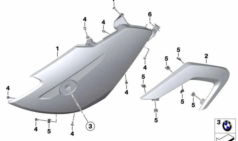 Revestimiento lateral superior izquierdo OEM 46637711695 para BMW Motorrad R 1200 RT (K26). Original BMW Motorrad.