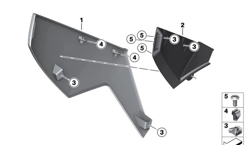 Embellcedor interior aleta lateral derecha OEM 46639445278 para BMW Motorrad C Evolution, C400X, C400GT... y más. Original BMW Motorrad.