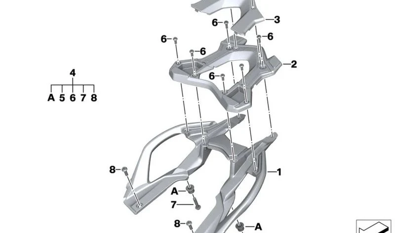 Puente portaequipajes superior granit-grey OEM 46548556661 para motos BMW R1200R, R1250R, R1200RS, R1250RS. Original BMW Motorrad.