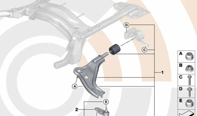 Kit de reparación travesaño izquierdo OEM 31122361221 para MINI R56, R55, R57, R58, R59... y más. Original MINI.