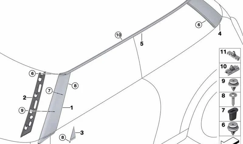 Paramento columna A derecha OEM 51137300008 para MINI F56, F56 BEV, F56 LCI, F56 BEV LCI, F66. Original MINI.