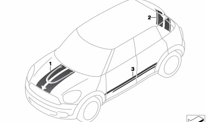 Juego de tiras decorativas para capó delantero Chili Red OEM 51149811272 para MINI Countryman R60, Paceman R61. Original MINI.