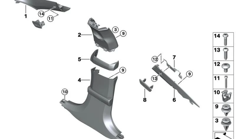 Clip de fijación amarillo OEM 07149288827 para MINI Roadster R59, BMW i3 I01, Serie 8 G16... y más. Original BMW y MINI.
