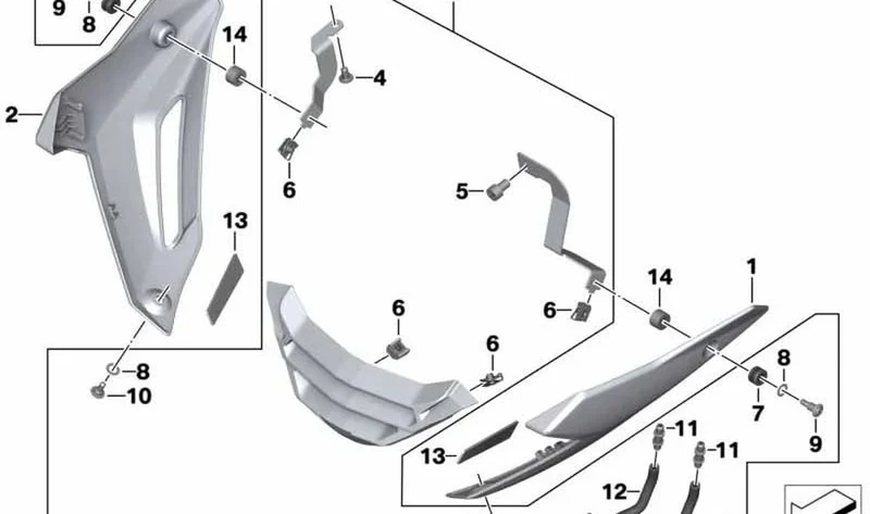 Protección térmica spoiler motor OEM 77318553713 para motos BMW S 1000 R (K47). Original BMW Motorrad.