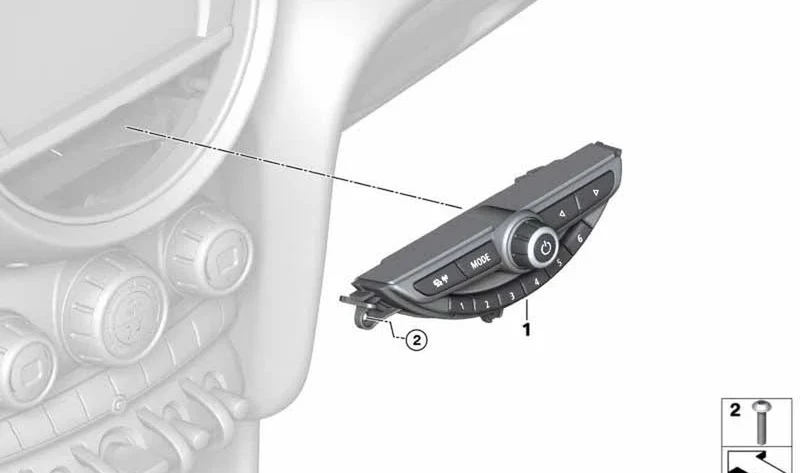 Elemento mando de audio moldura negra OEM 61319354505 para MINI F56, F55, Clubman F54, Cabrio F57, Countryman F60... y más. Original MINI.