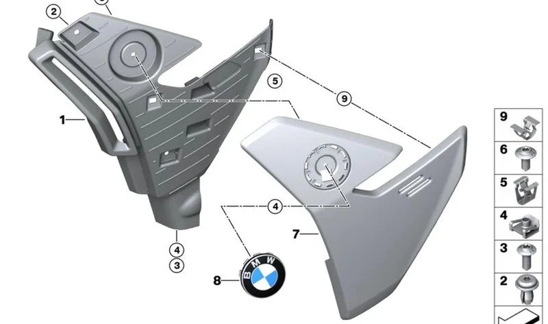 Emblema BMW OEM 46638546386 para motos BMW S 1000 XR, K 1600 GT, F 750 GS, F 800 GS... y más. Original BMW Motorrad.