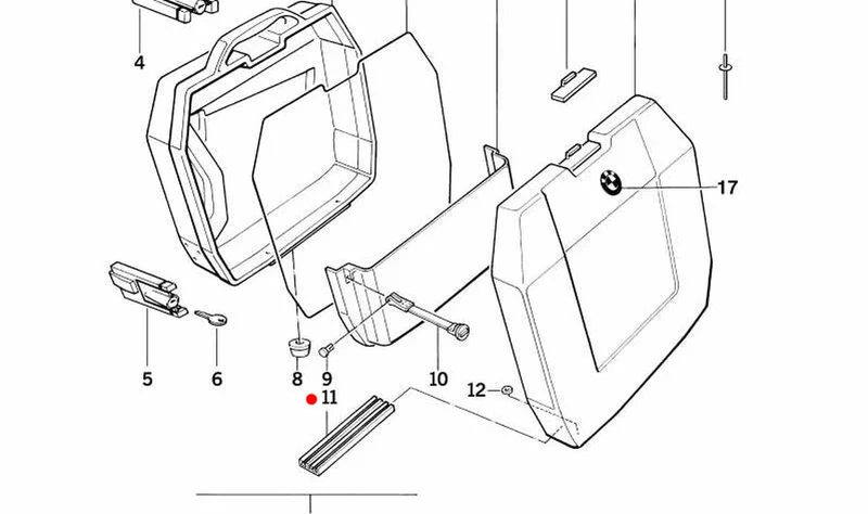 Bisagra para maleta integral OEM 46542300039 para motos BMW F 650, K75, K100, R 80, R 100... y más. Original BMW Motorrad.