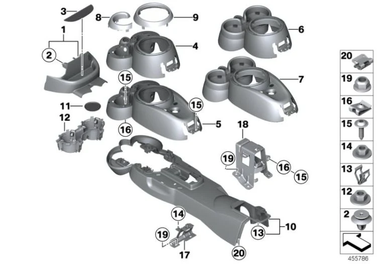 Consola central OEM 51169811328 para MINI Countryman R60, Paceman R61. Original MINI.