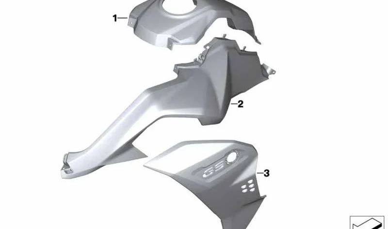 Revestimiento lateral izquierdo OEM 46638828755 para BMW Motorrad F 850 GS Adventure, F 900 GS Adventure. Original BMW Motorrad.