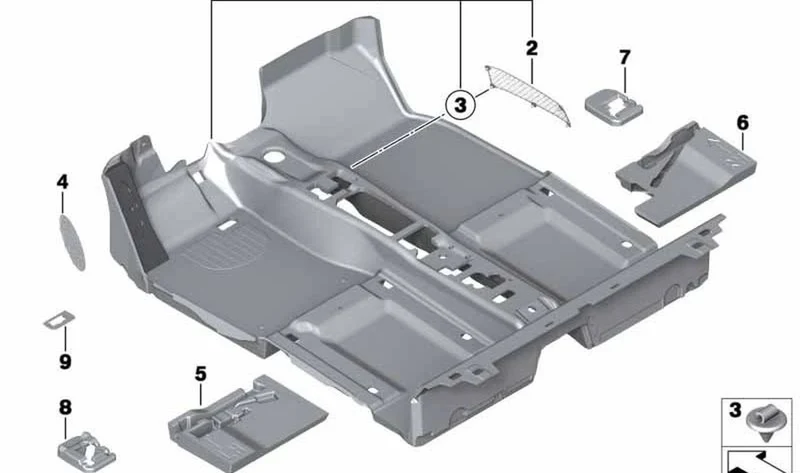 Gomaespuma zona pies trasero derecho OEM 51477342434 para MINI R56, R55, R57, R58, R59... y más. Original MINI.