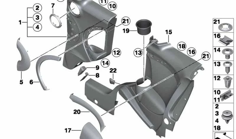 Soporte para bebidas trasero 2 plazas OEM 51432756144 para MINI Clubman R55, R55 LCI. Original MINI.