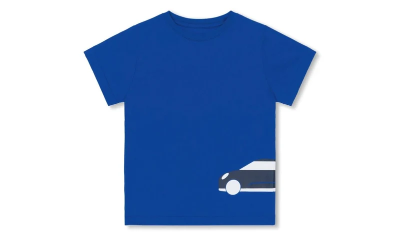 Camiseta Silueta Coche Niño Talla 116 Azul Índigo OEM 80145B32092 para MINI. Original MINI.