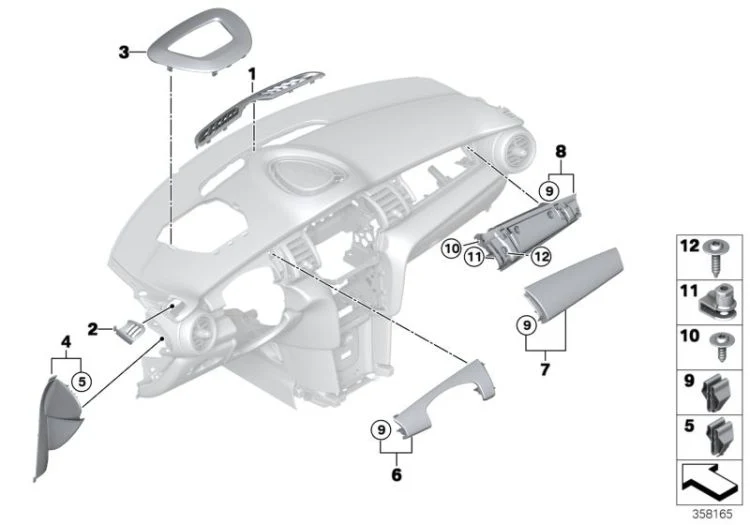 Moldura panel exterior izquierdo OEM 51459361671 para MINI F56, F56 BEV, F56 LCI, Cabrio F57... y más. Original MINI.