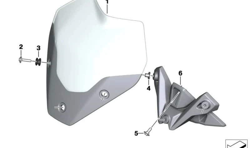 Alojamiento parabrisas OEM 46638393613 para motos BMW S 1000 R (K63), M 1000 R (KM3). Original BMW Motorrad.
