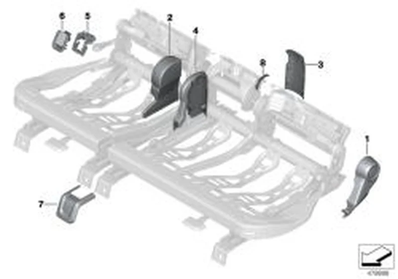 Panel protector riel asiento interior central OEM 52207181835 para MINI Countryman F60 (11/2015 - 07/2020). Original MINI.