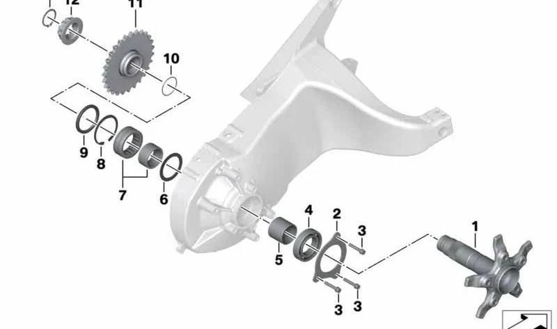 Rodamiento radial rígido trasero OEM 33177725198 para motos BMW C 600 Sport, C 650 Sport, C 650 GT. Original BMW Motorrad.