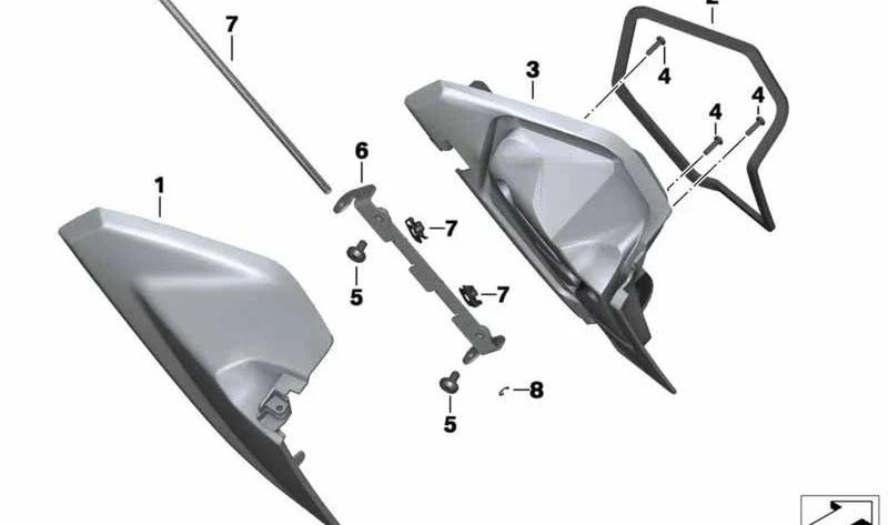 Junta portaobjetos derecha OEM 46638527112 para BMW Motorrad C 600 Sport, C 650 Sport. Original BMW Motorrad.