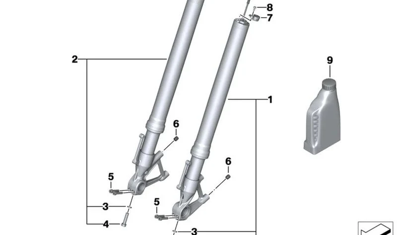 Rama de la horquilla izquierda OEM 31428555697 para BMW Motorrad R1200RS, R1250RS. Original BMW Motorrad.