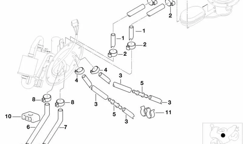 Tubo de retorno de combustible OEM 13537687245 para motos BMW R1100S, R1100RS. Original BMW Motorrad.