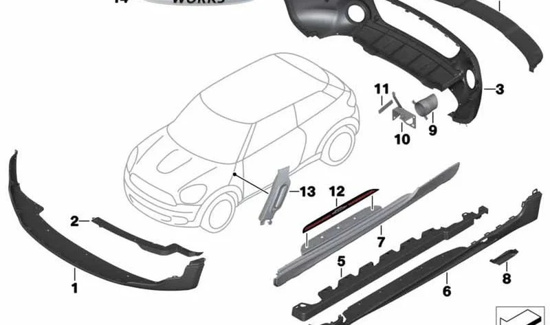 Moldura intermitente lateral izquierda OEM 51139808593 para MINI Countryman R60, Paceman R61. Original MINI.