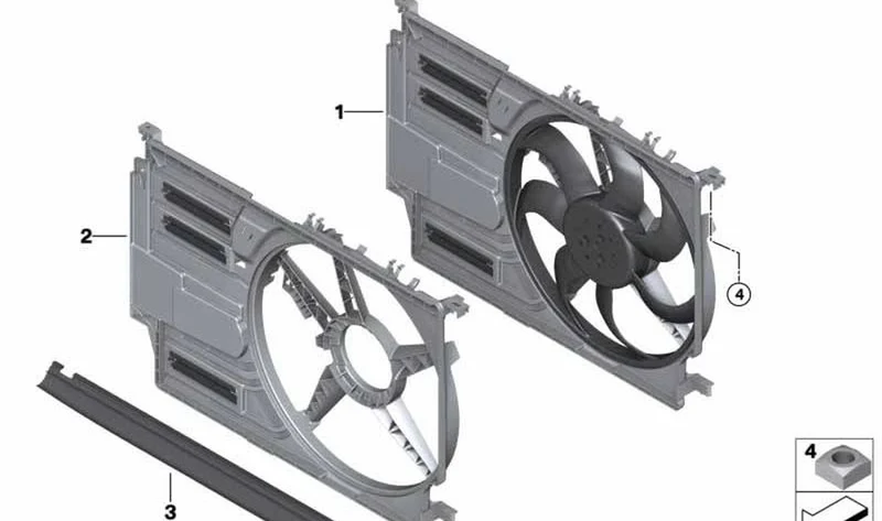 Cerco de ventilador con ventilador OEM 17428645862 para MINI F56, F55, Cabrio F57, Countryman F60. Original MINI.