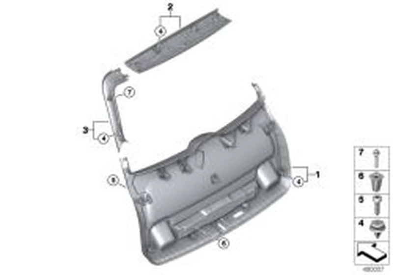 Revestimiento de tapa de portamaletas izquierdo OEM 51497389601 para MINI Countryman F60, F60 LCI. Original MINI.