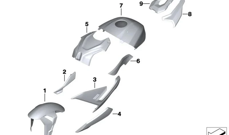 Pieza lateral trasera carenado gráfico izquierdo OEM 46817923993 para BMW S 1000 R (K63). Original BMW Motorrad.