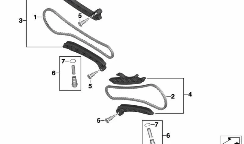 Cadena de distribución izquierda OEM 11318395493 para BMW Motorrad R 1250 GS, R 1250 RT, R 1250 R, R 1250 RS... y más. Original BMW Motorrad.