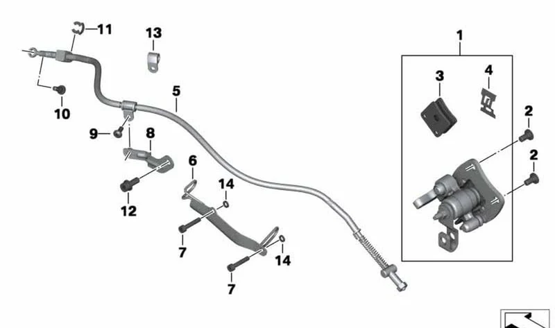 Cable Bowden freno de aparcamiento OEM 32737725404 para BMW C 600 Sport, C 650 GT. Original BMW Motorrad.