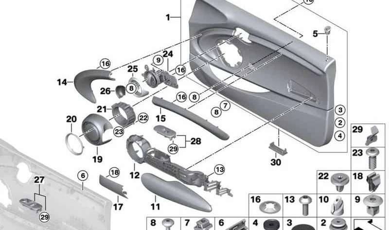 Reposabrazos puerta derecha Satellite Grey OEM 51417412280 para MINI Cabrio F57, F57 LCI. Original MINI.