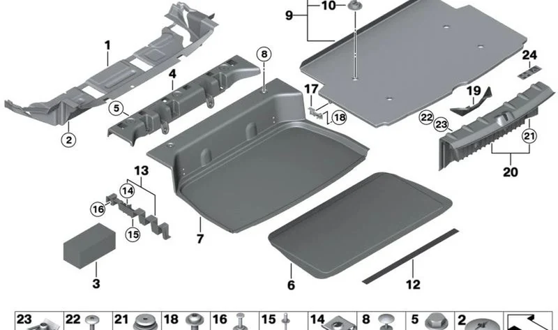 Paramento de borde de portamaleta OEM 51479808906 para MINI Paceman R61. Original MINI.
