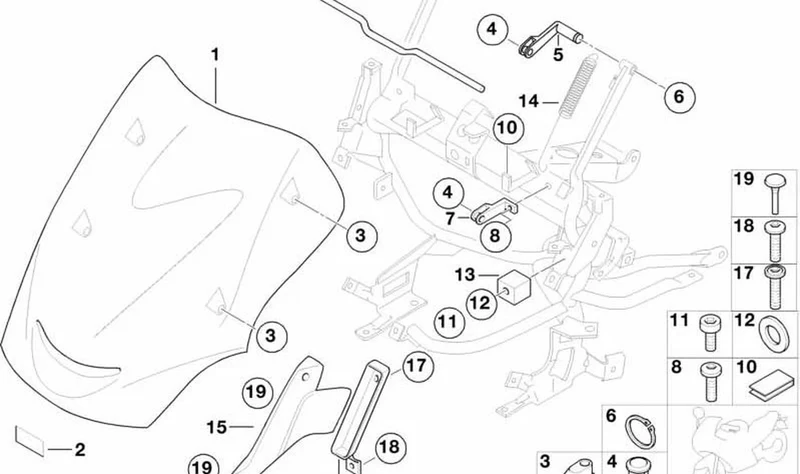 Perno OEM 46632307841 para motos BMW K1200GT, K1200RS. Original BMW Motorrad.