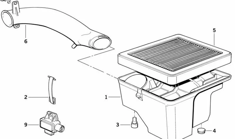 Caja del filtro de aire inferior OEM 13721460339 para BMW Motorrad K75, K100, K1100, K1. Original BMW Motorrad.