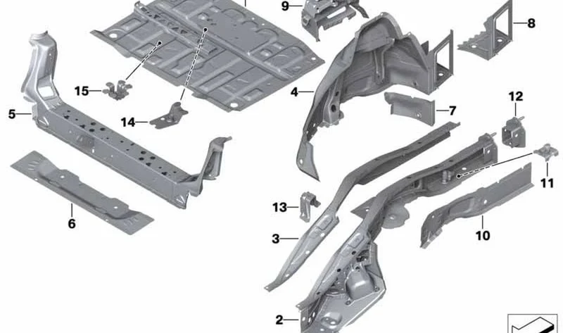 Refuerzo para larguero izquierdo OEM 41007439041 para MINI Clubman F54, F54 LCI, BMW 1' F40, F70. Original MINI.