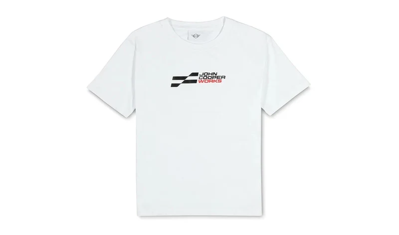 Camiseta JCW Logo blanca y negra para MINI. Válido para BMW y MINI. Original MINI.