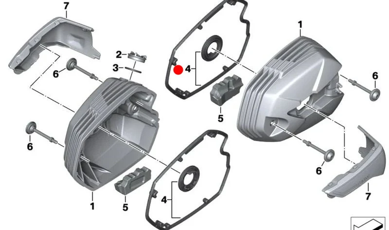 Juego de juntas tapas de culata OEM 11127923660 para motos BMW R nineT, R nineT Pure, R nineT Scrambler, R nineT Urban G/S... y más. Original BMW Motorrad.