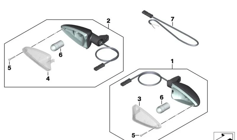 Luz intermitente delantera OEM 63138534353 para motos BMW R1200GS, R1250GS, F800GS, F850GS, S1000XR... y más. Original BMW Motorrad.