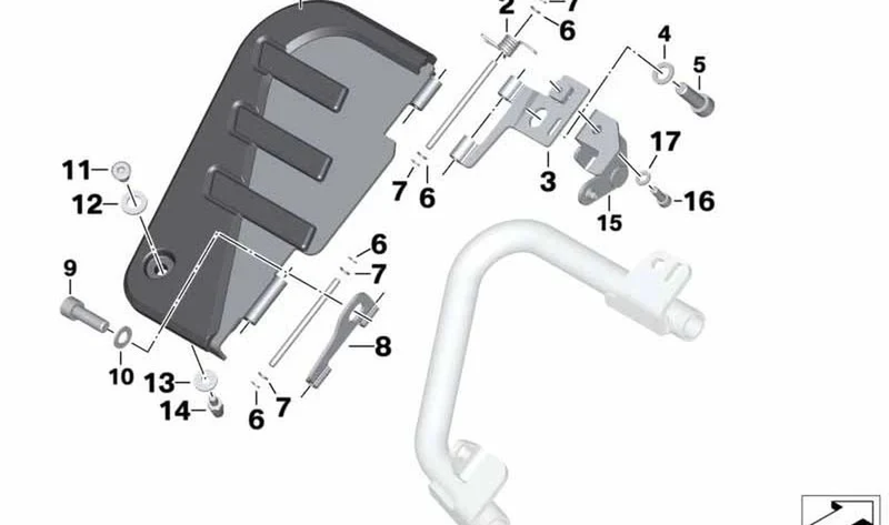 Soporte para faro suplementario izquierdo OEM 77148382979 para motos BMW K 1600 Bagger. Original BMW Motorrad.
