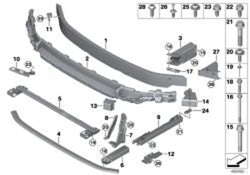 Unión transversal delantera OEM 51119464489 para MINI F54, F56, F57, F60, F60 LCI... y más. Original MINI.