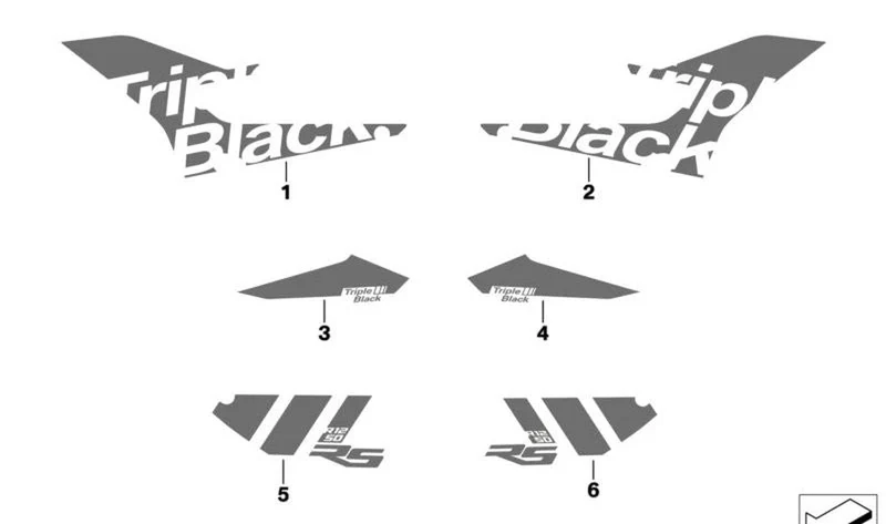 Decoración lateral trasera carenado derecho OEM 51147109236 para BMW Motorrad R 1200 RS, R 1250 RS. Original BMW Motorrad.